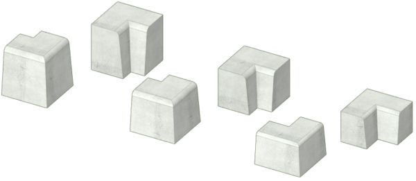 片面R歩車道境界ブロック90°コーナー